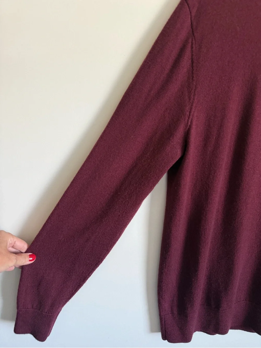 THE COMMONS Burgundy Red Merino Wool Quarter Zip Sweater Men’s Large